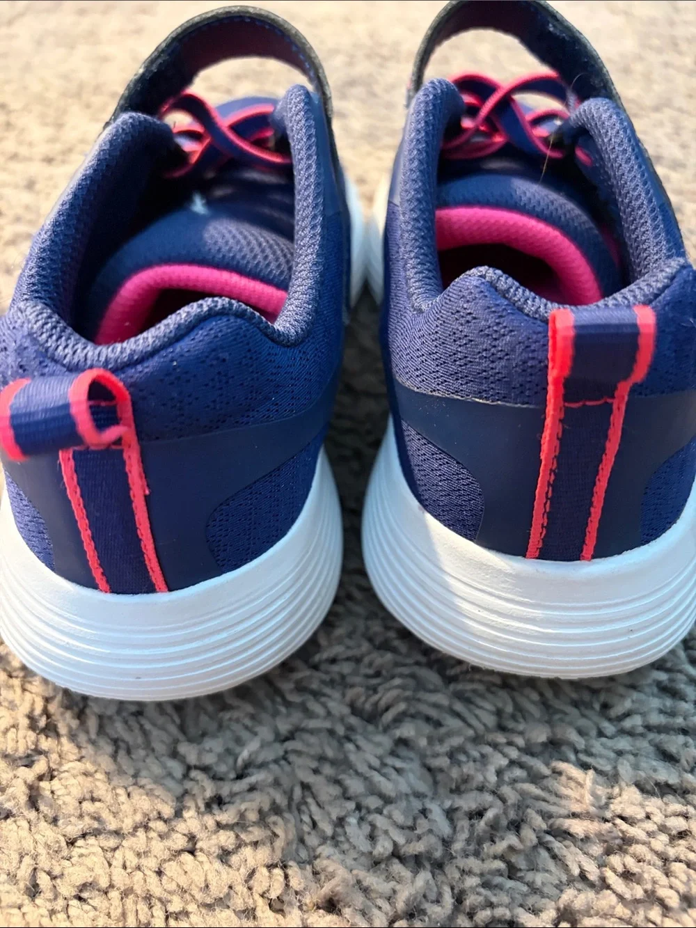 Skechers Girls Navy and Pink Hook-and-Loop Athletic Sneakers